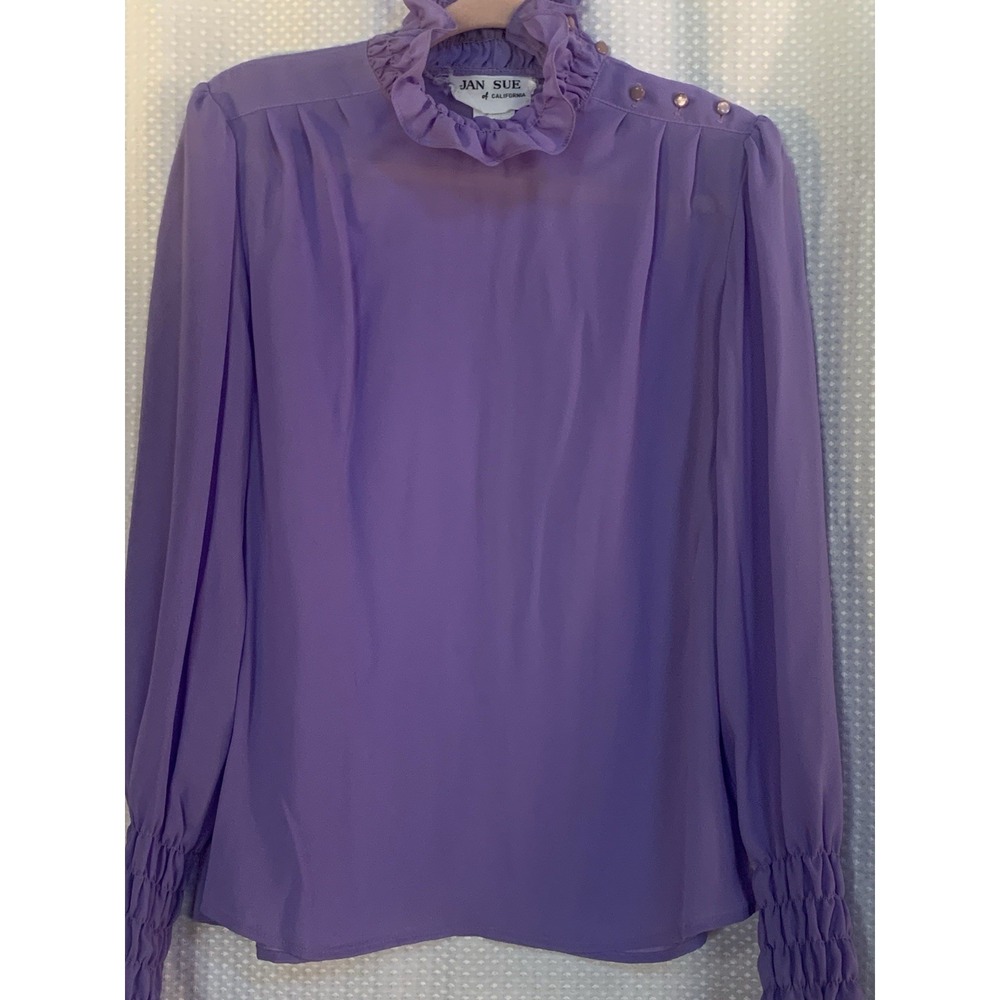Jan Sue Womens 12 Vintage Purple Long Sleeve Blouse